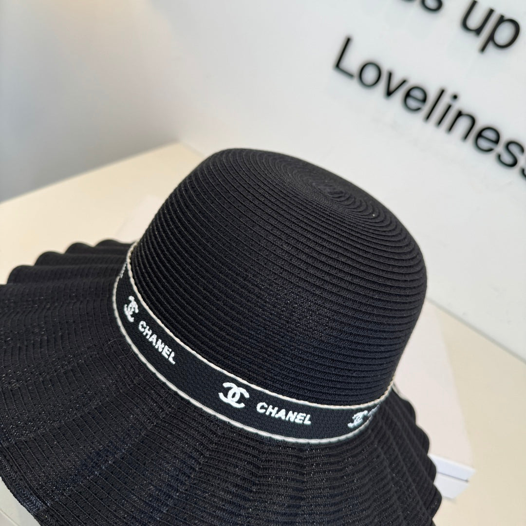 CHANEL 26S WIDE-BRIM HAT WITH LOGO BAND 337954