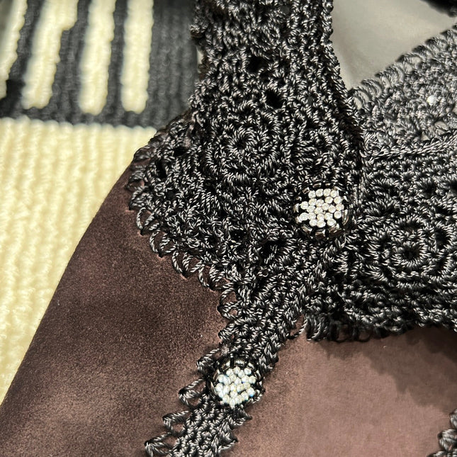 VALENTINO 26S CROCHET-TRIM SUEDE VEST 337
