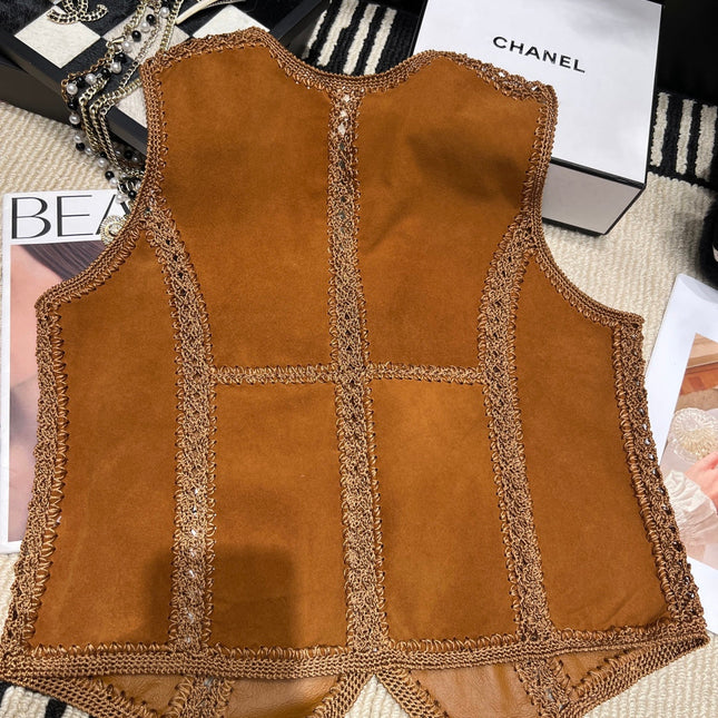 VALENTINO 26S CROCHET-TRIM SUEDE VEST 336