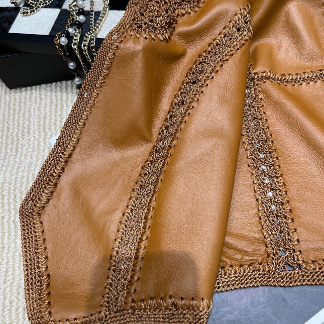 VALENTINO 26S CROCHET-TRIM SUEDE VEST 336