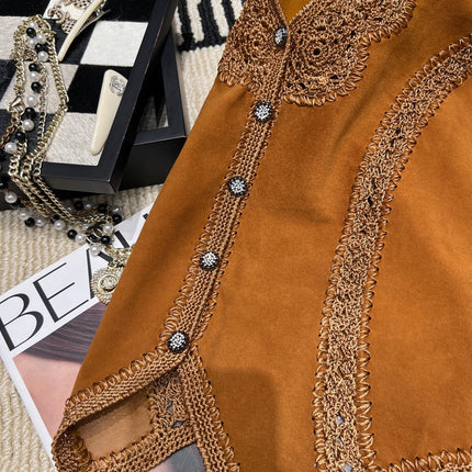 VALENTINO 26S CROCHET-TRIM SUEDE VEST 336