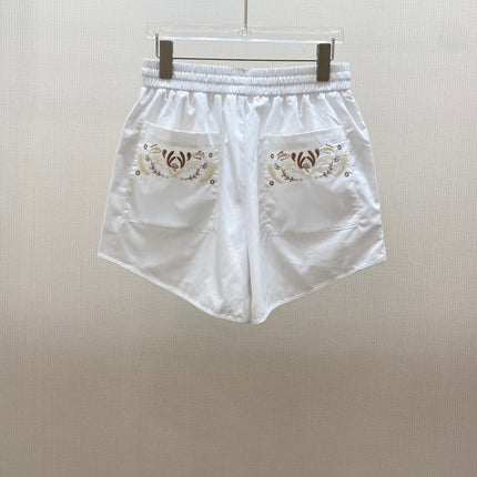 HERMES 25S EMBROIDERED SHORTS 158