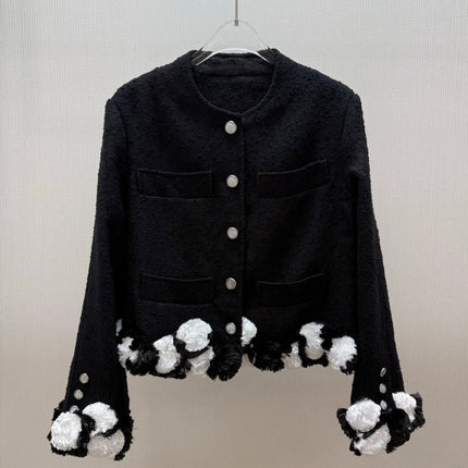 CHANEL 26S FLORAL TRIM TWEED JACKET 1285