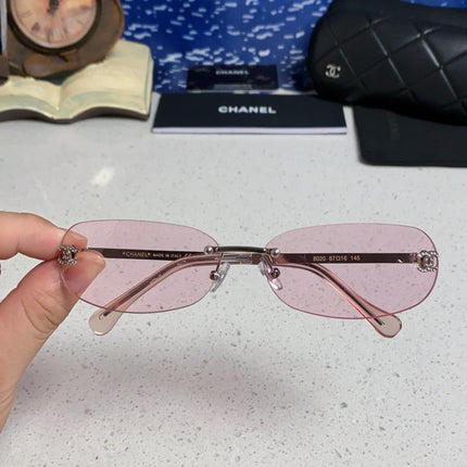 CHANEL RECTANGLE SUNGLASSES PINK IN METAL 948114