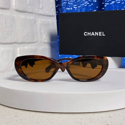 CHANEL 26S SLIM OVAL FRAME IN BROWN ACETATE 404787