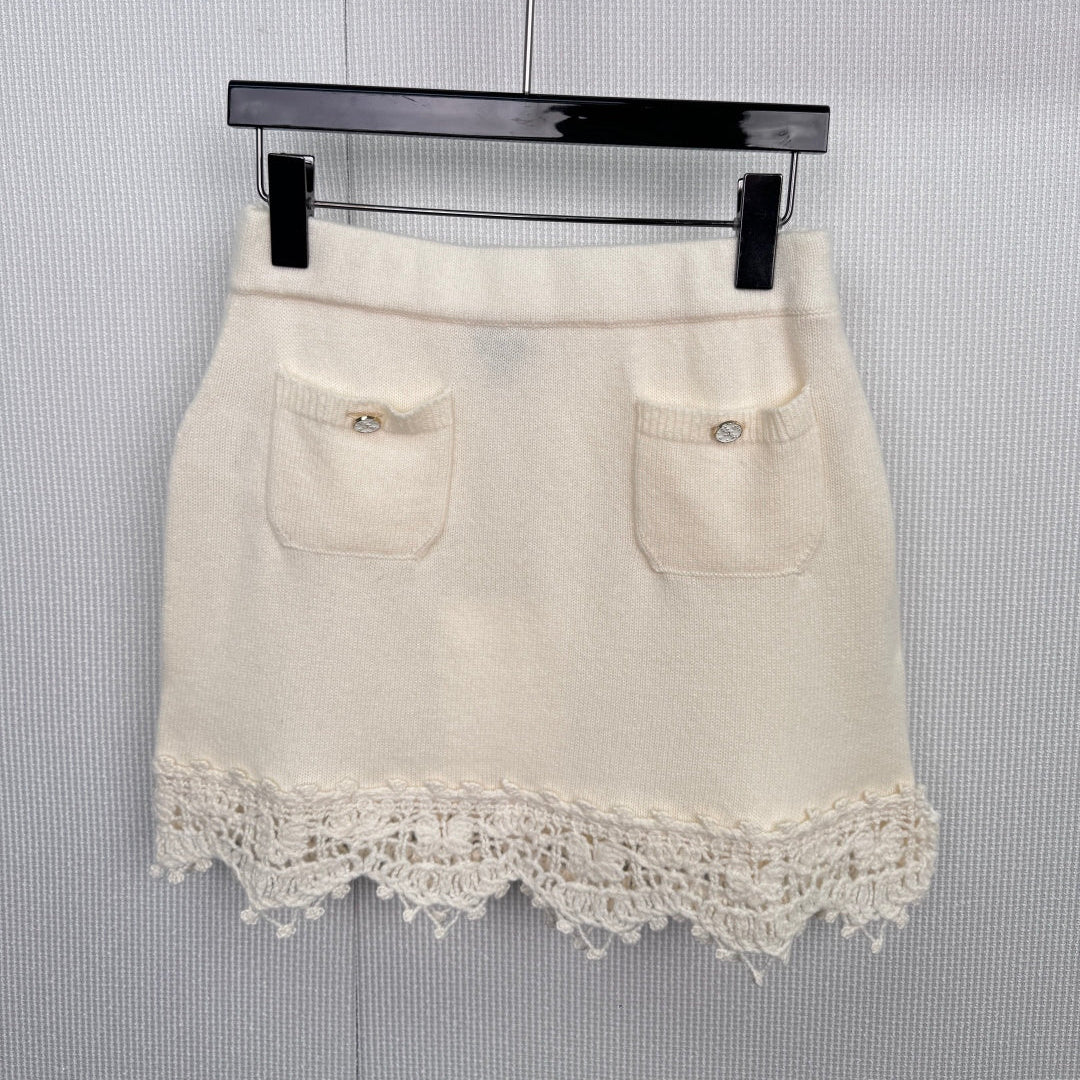 CHANEL 25S KNITTED LACE MIDI SKIRT 416