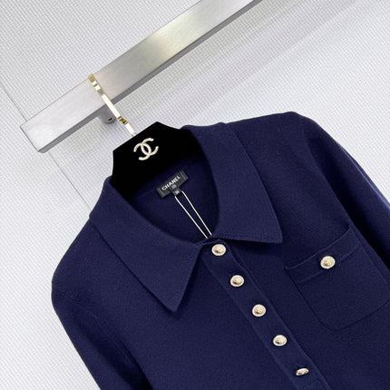CHANEL 25S LONG-SLEEVE KNIT POLO SHIRT 589