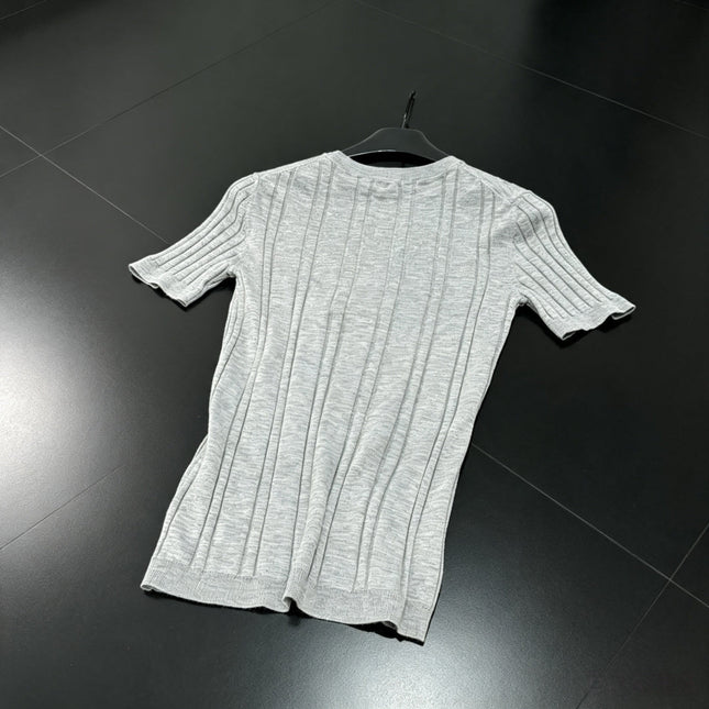 PRADA 26S SHORT-SLEEVE RIBBED KNIT TOP 1149