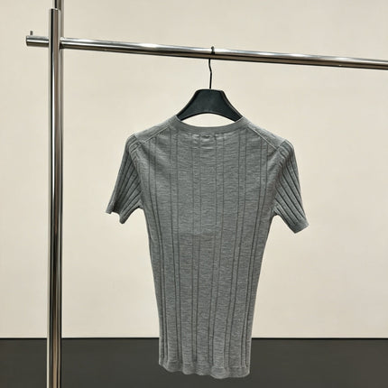PRADA 26S SHORT-SLEEVE RIBBED KNIT TOP 1149