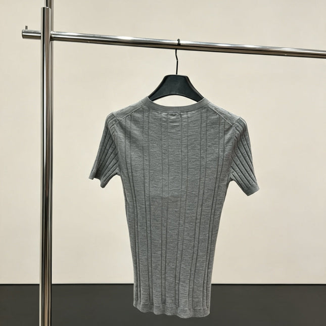 PRADA 26S SHORT-SLEEVE RIBBED KNIT TOP 1149