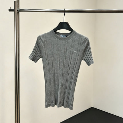 PRADA 26S SHORT-SLEEVE RIBBED KNIT TOP 1149