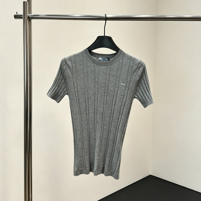 PRADA 26S SHORT-SLEEVE RIBBED KNIT TOP 1149