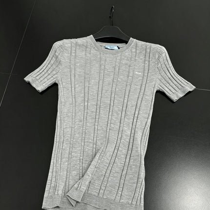 PRADA 26S SHORT-SLEEVE RIBBED KNIT TOP 1149