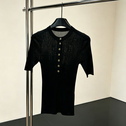 CHANEL 26S SHORT SLEEVE KNIT TOP 1598