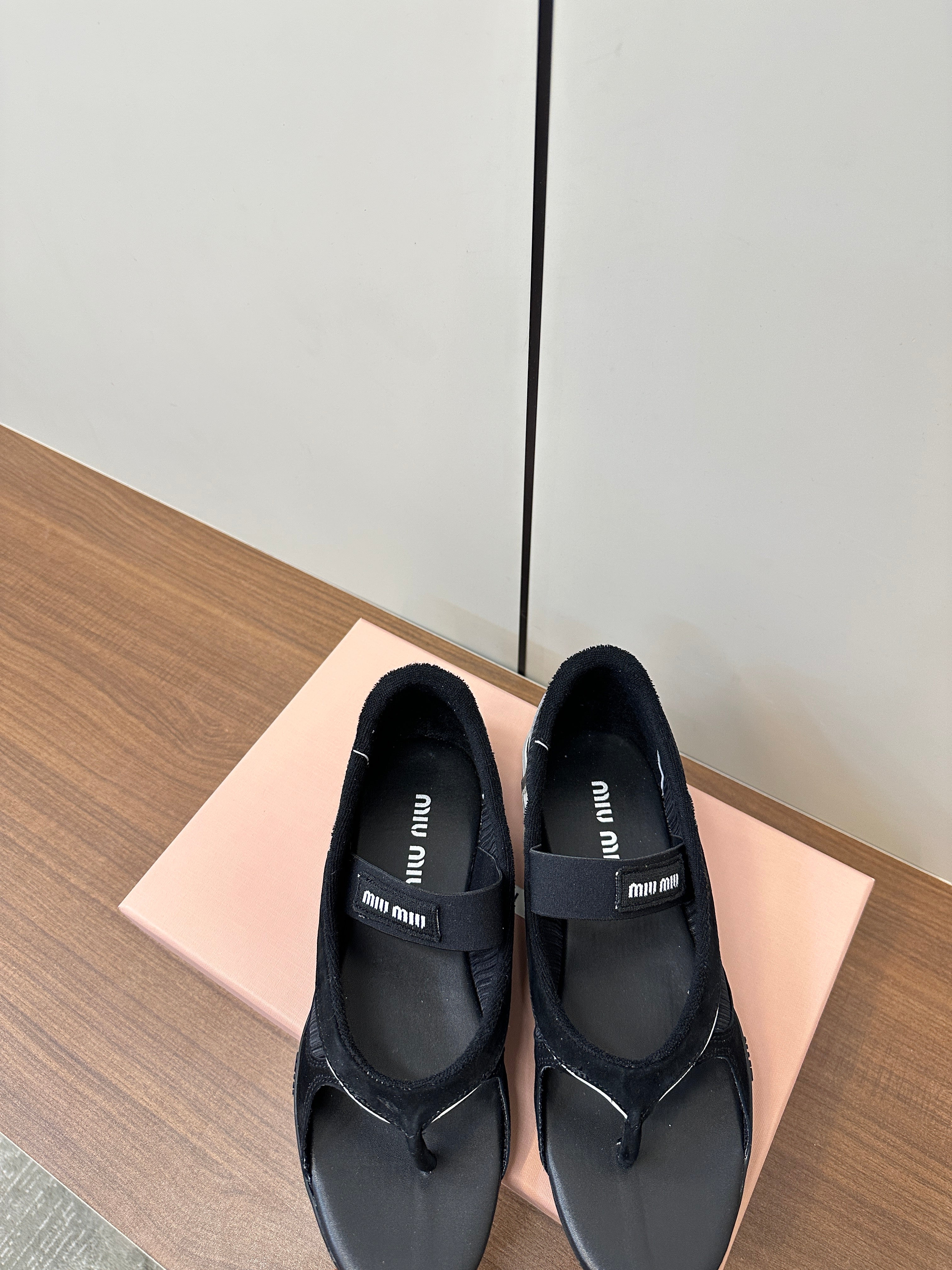 THONG SANDALS IN BLACK SUEDE MIX TECH FABRIC
