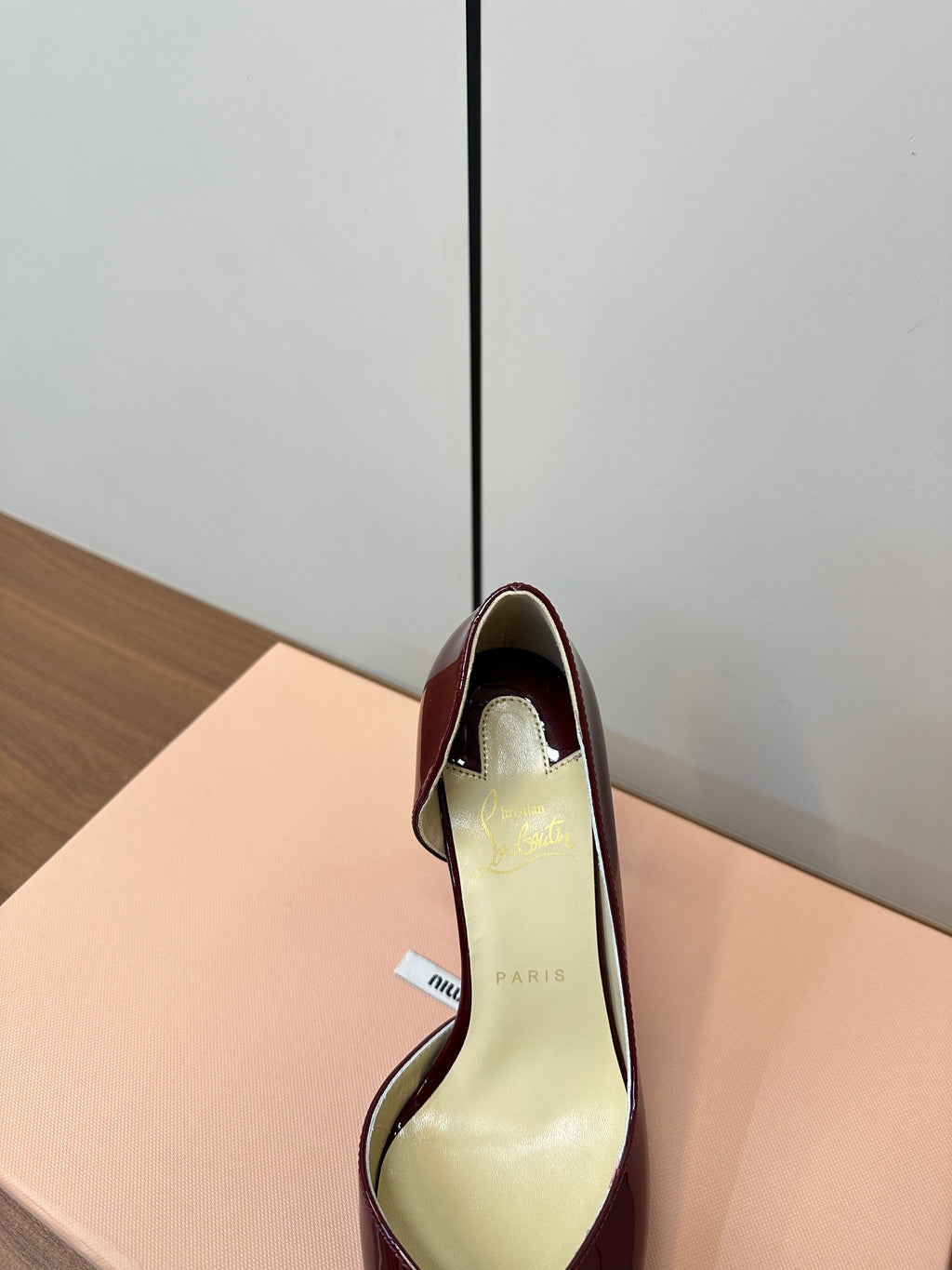 IRIZA PUMPS 85MM IN BURGUNDY PATENT CALFSKIN