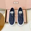 MIUMIU 26S PLATFORM SNEAKERS IN NAVY BLUE CANVAS