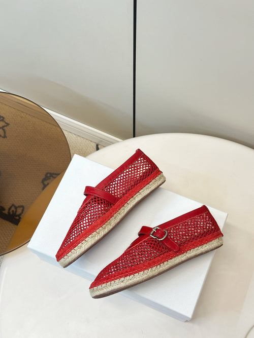 ALAIA 26S ESPADRILLES IN RED SOFT PATENT LEATHER AND MESH