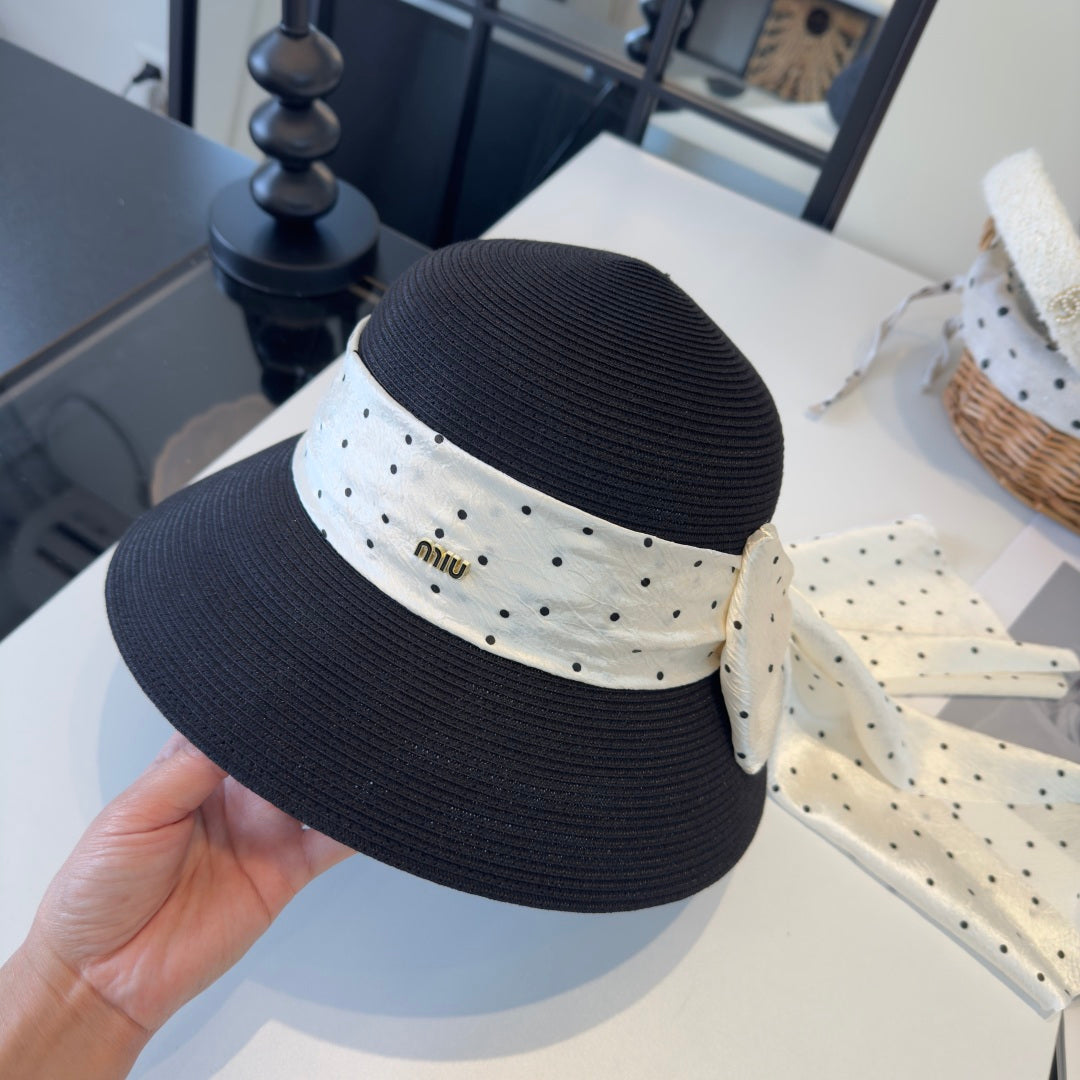 MIUMIU WIDE-BRIM BUCKET HAT WITH BOW STYLE 46