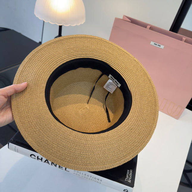 MIUMIU FLAT-BRIM STRAW HAT STYLE 43