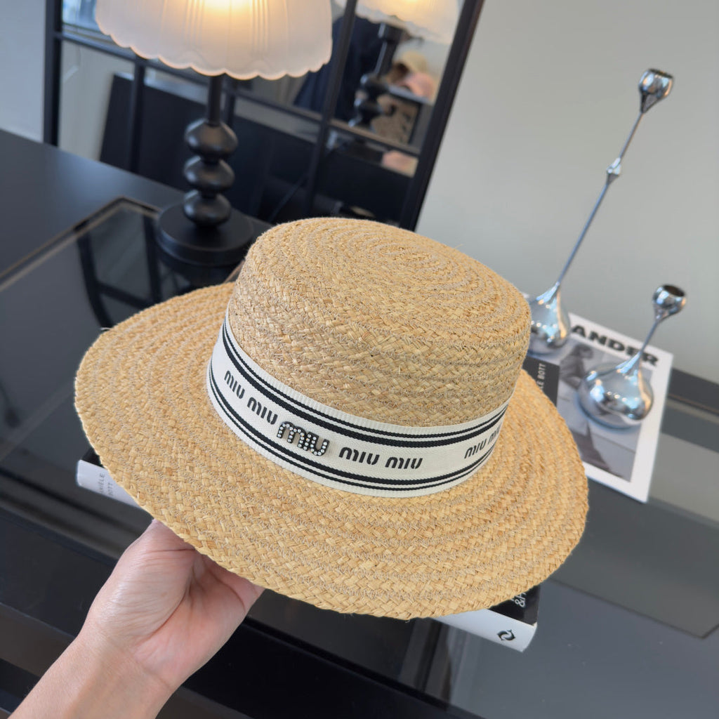 MIUMIU FLAT-BRIM STRAW HAT STYLE 16