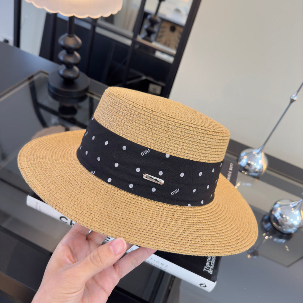 MIUMIU FLAT-BRIM STRAW HAT STYLE 15