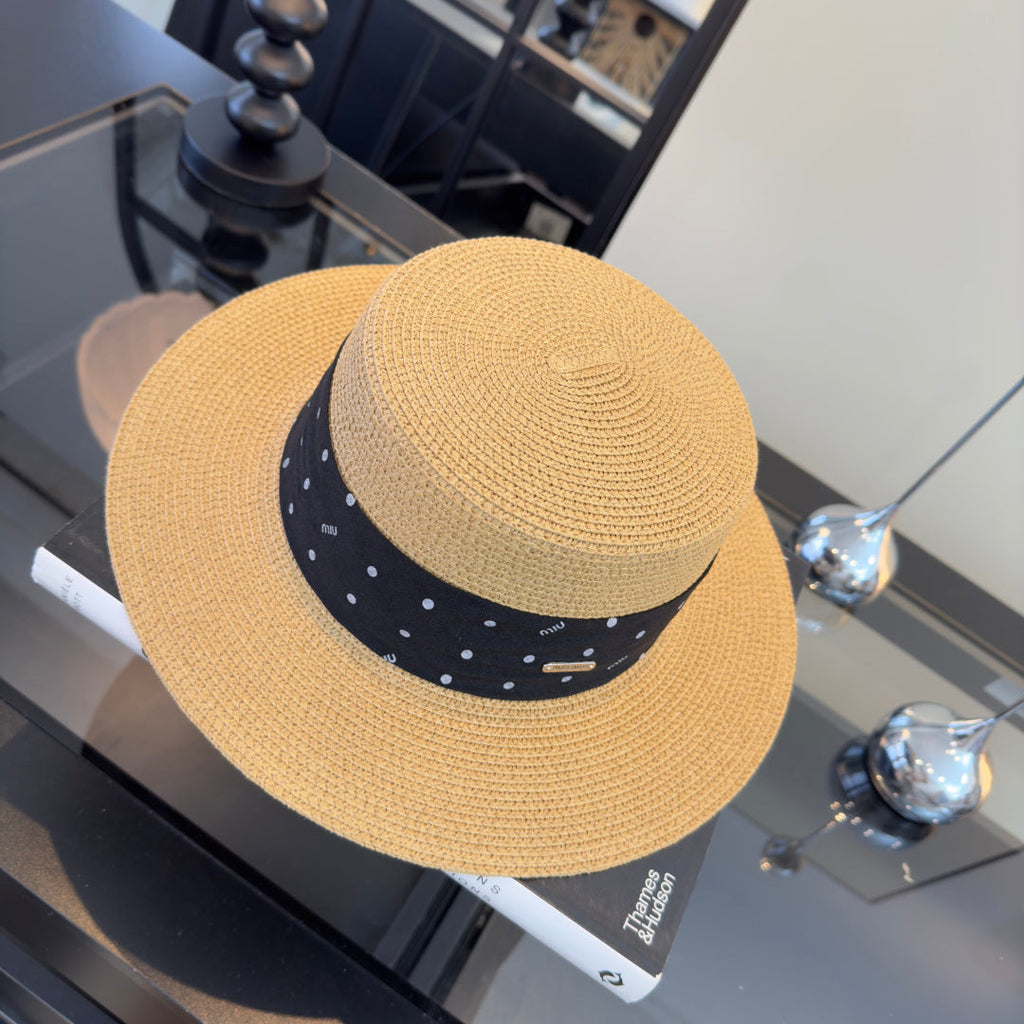 MIUMIU FLAT-BRIM STRAW HAT STYLE 15