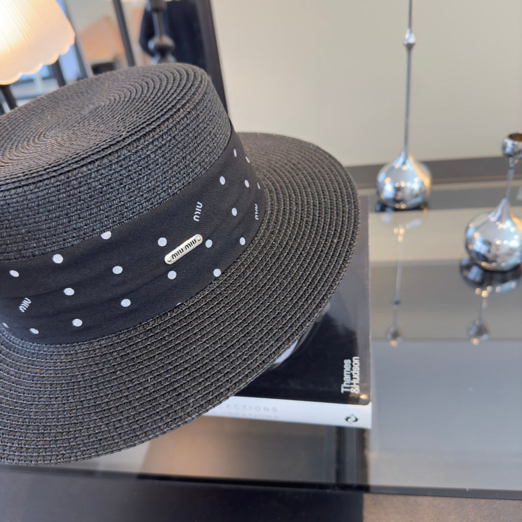 MIUMIU FLAT-BRIM STRAW HAT STYLE 14