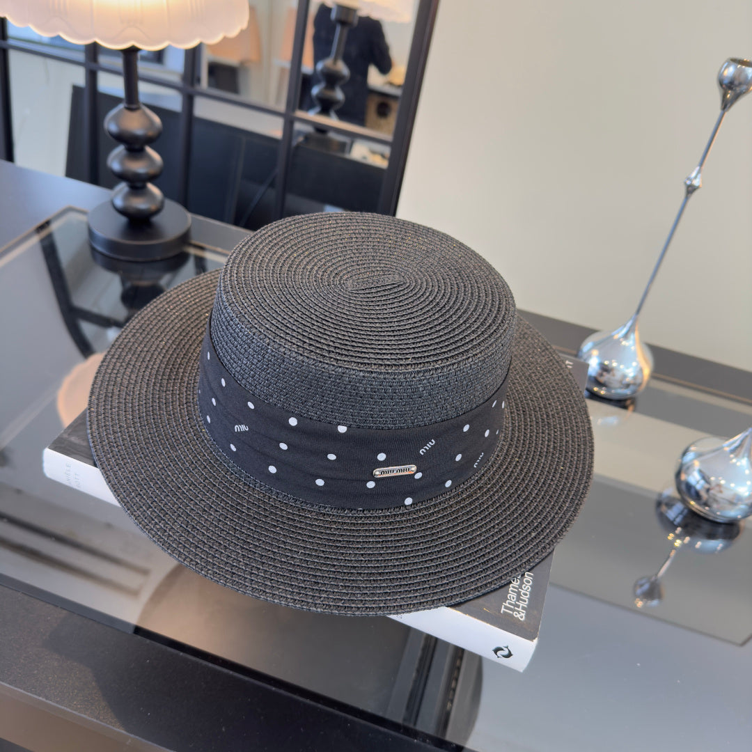MIUMIU FLAT-BRIM STRAW HAT STYLE 14