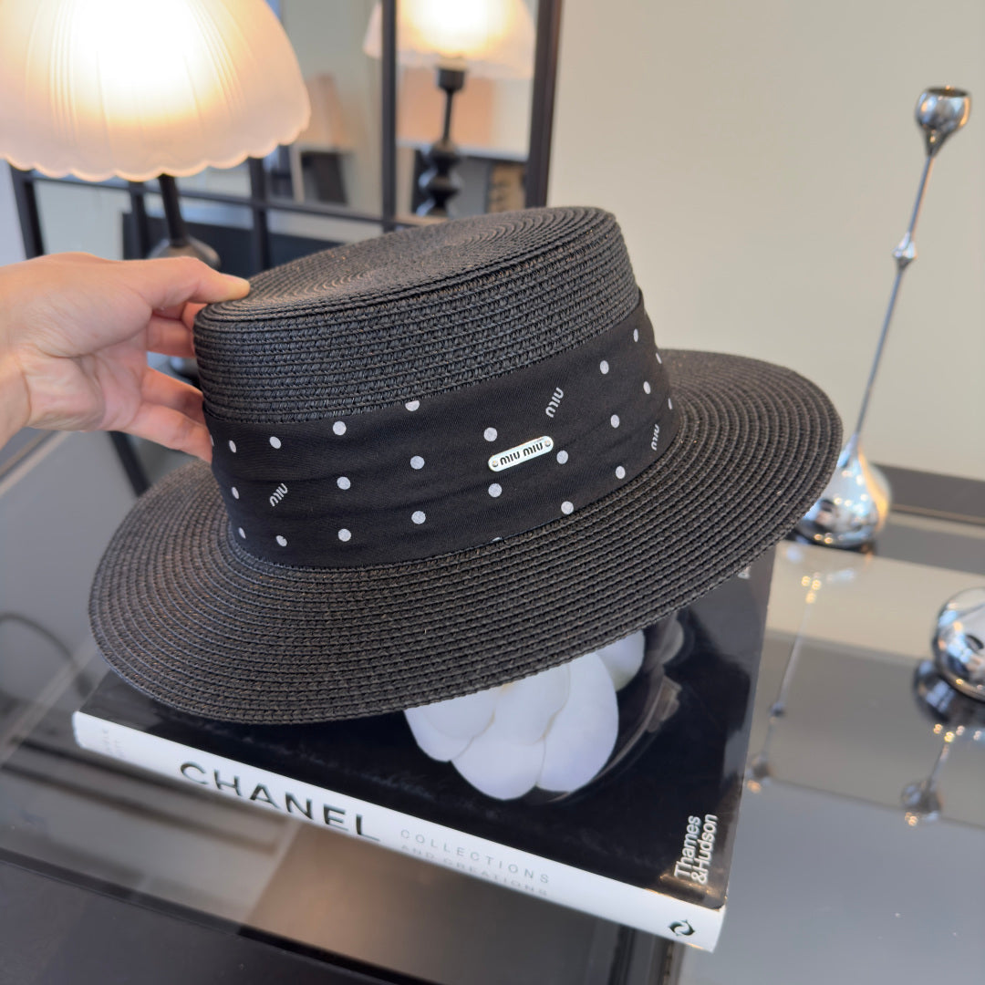 MIUMIU FLAT-BRIM STRAW HAT STYLE 14