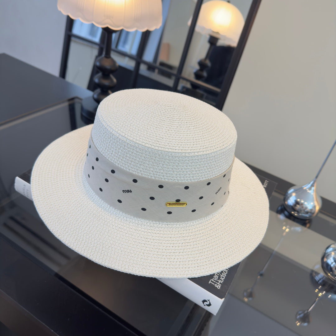 MIUMIU FLAT-BRIM STRAW HAT STYLE 13