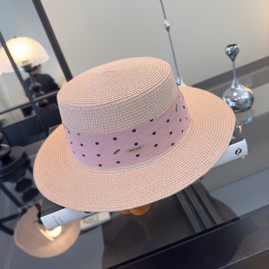 MIUMIU FLAT-BRIM STRAW HAT STYLE 12