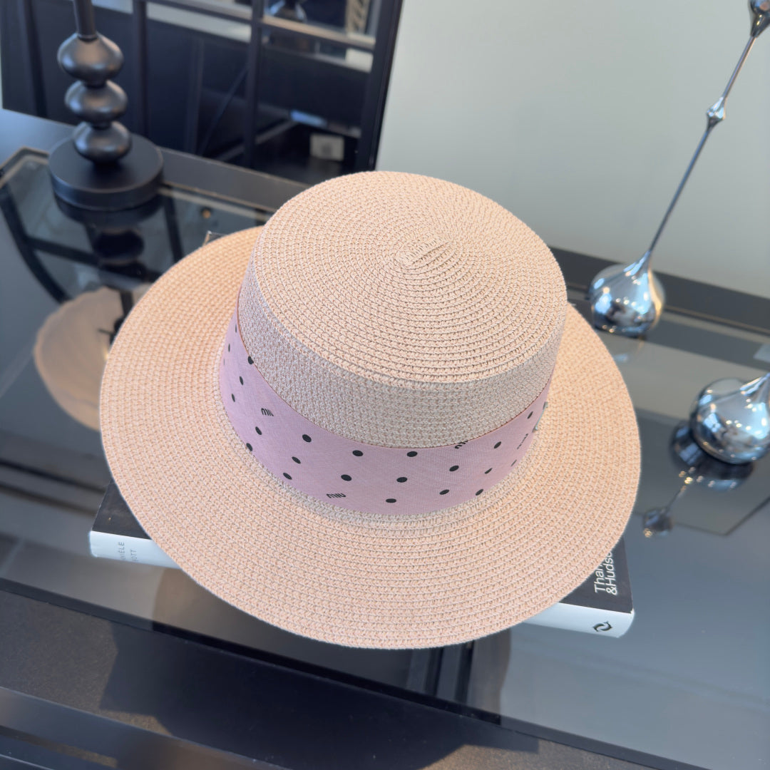 MIUMIU FLAT-BRIM STRAW HAT STYLE 12