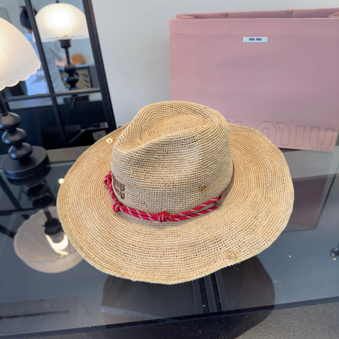 MIUMIU 26S RAFFIA COWBOY HAT 340569