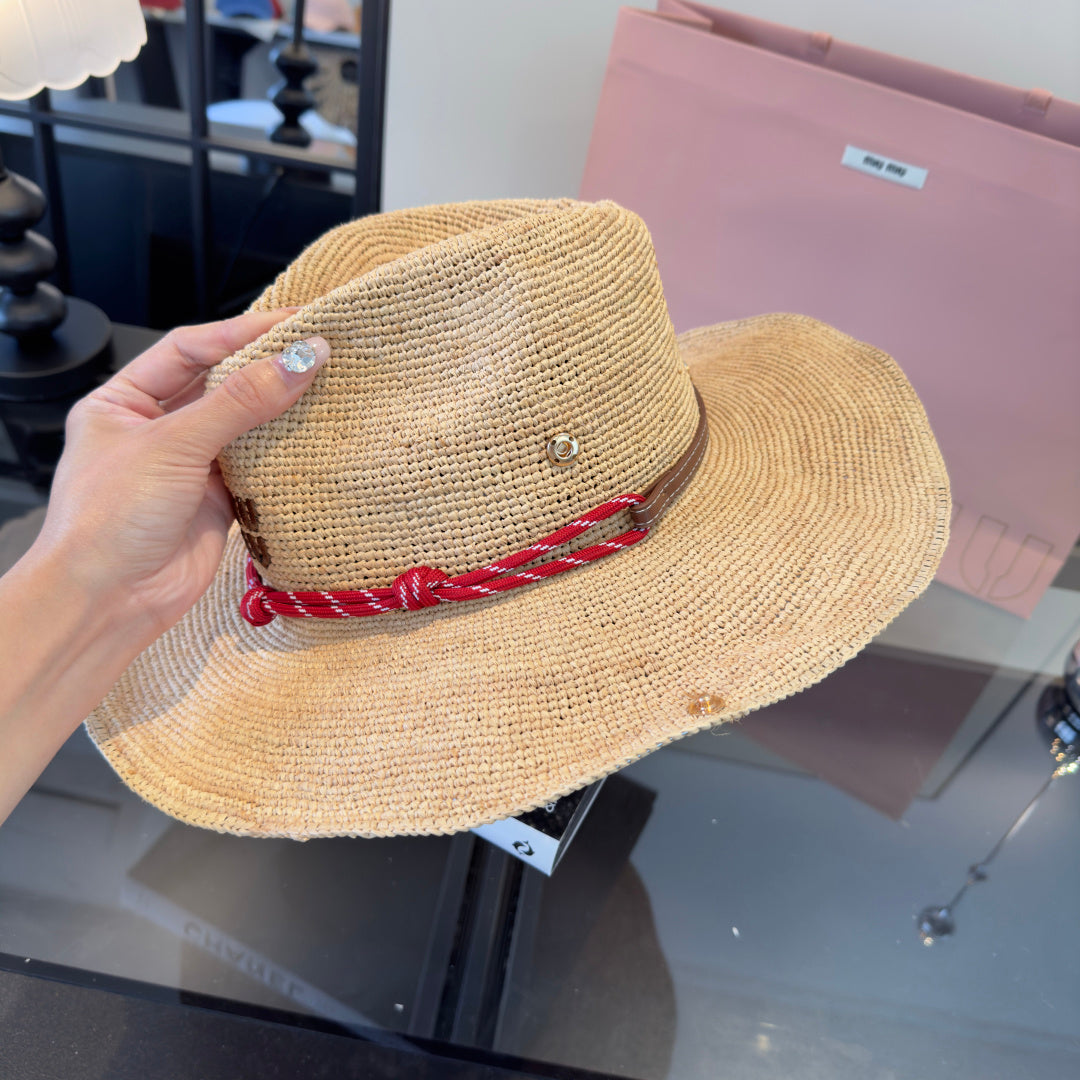 MIUMIU 26S RAFFIA COWBOY HAT 340569