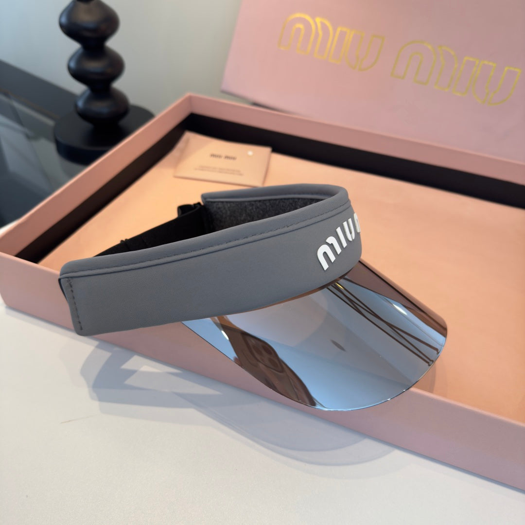 MIUMIU 26S LOGO SHIELD SUN VISOR 329799