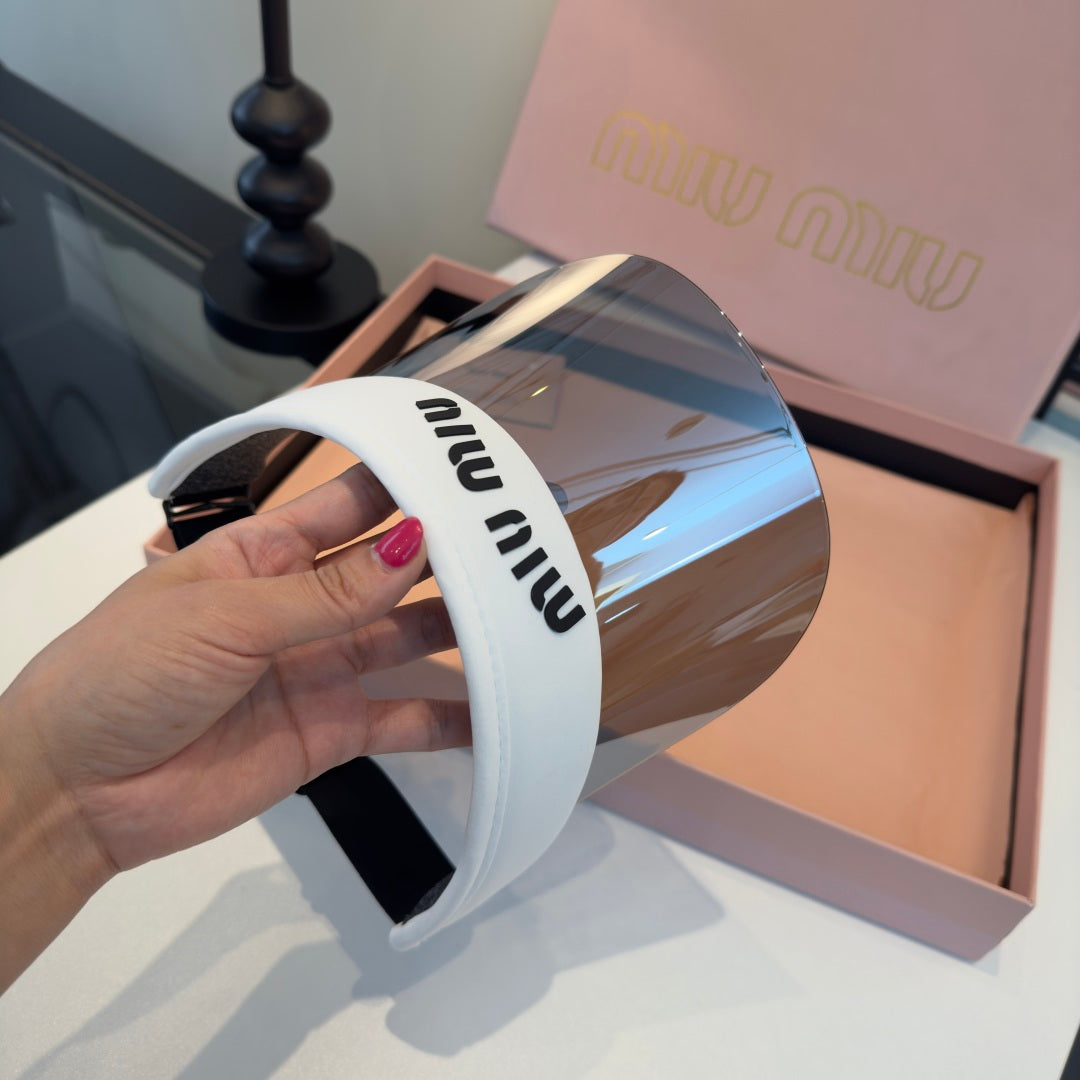 MIUMIU 26S LOGO SHIELD SUN VISOR 329800