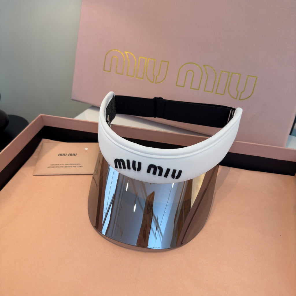 MIUMIU 26S LOGO SHIELD SUN VISOR 329800