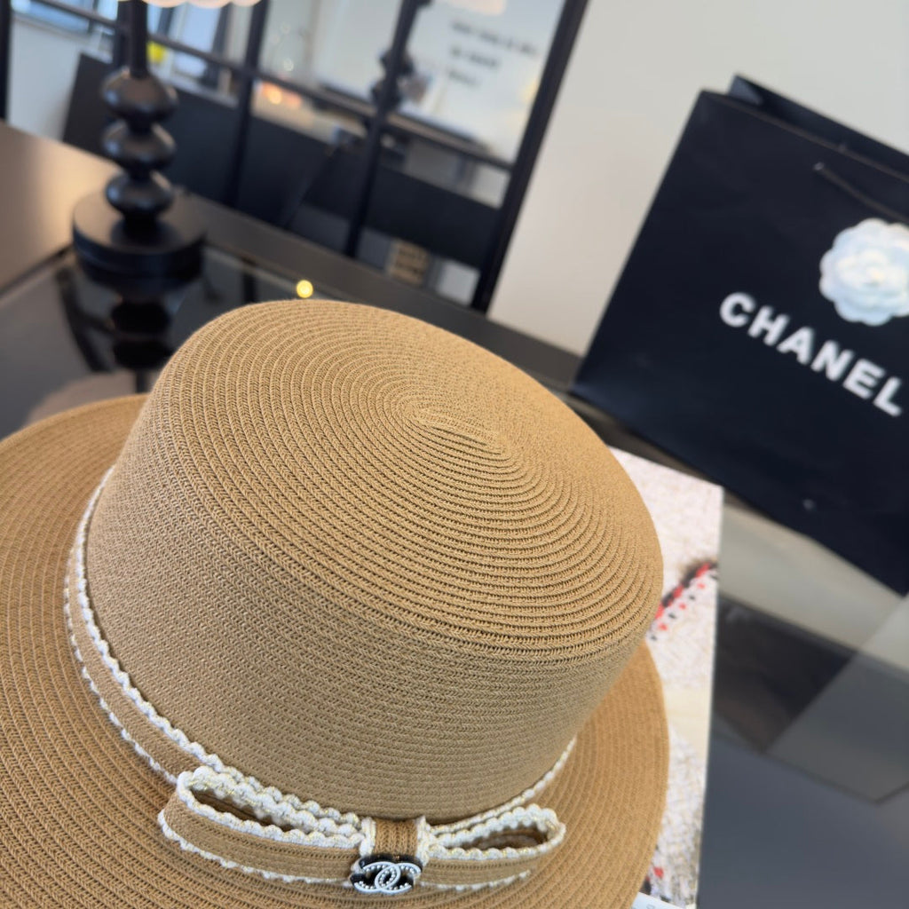 CHANEL 26S FLAT-BRIM STRAW HAT 338060
