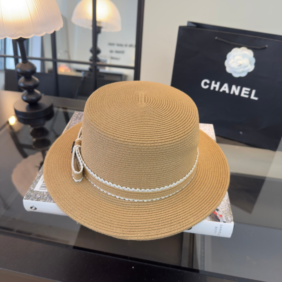 CHANEL 26S FLAT-BRIM STRAW HAT 338060