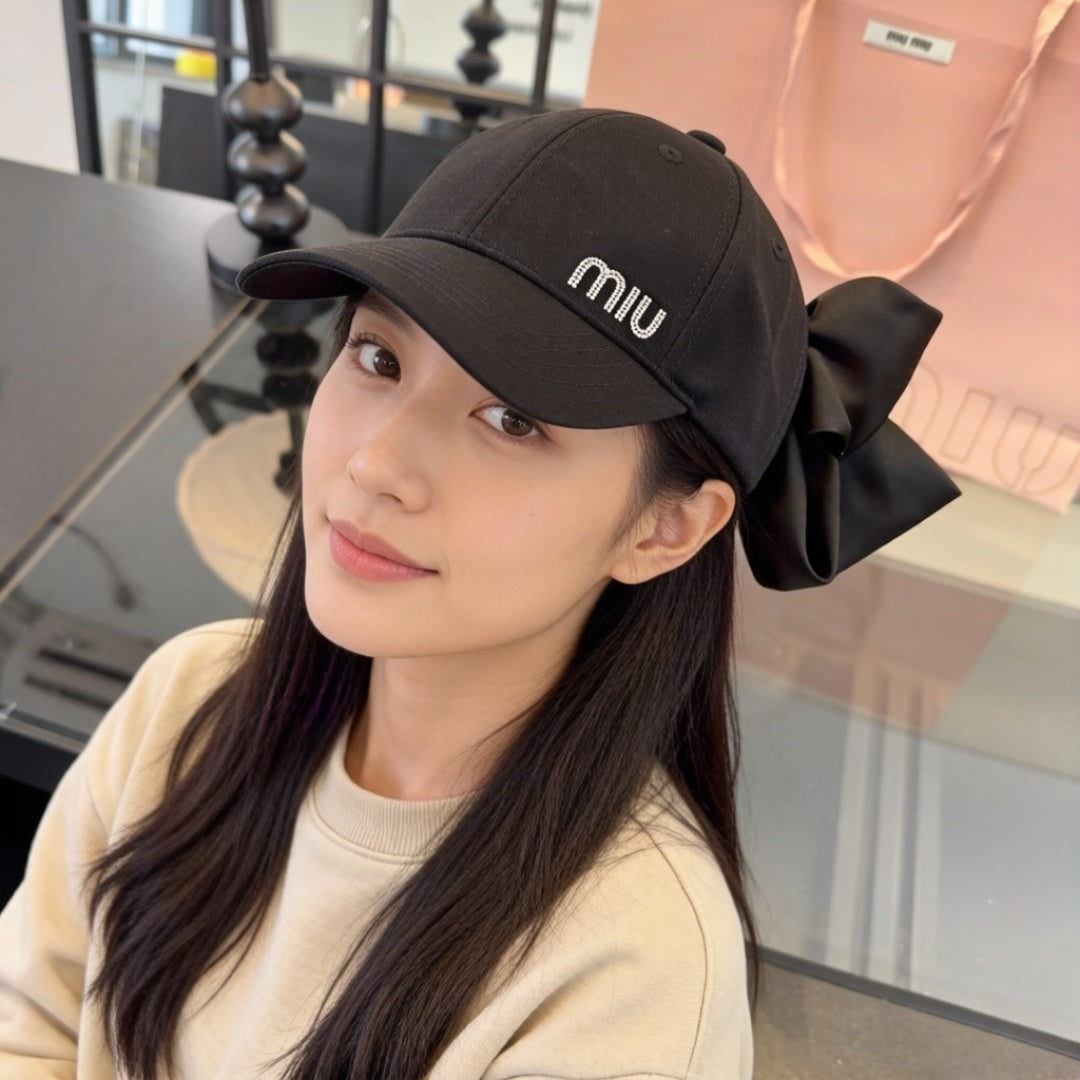 MIUMIU 26S BOW BASEBALL CAP 343532
