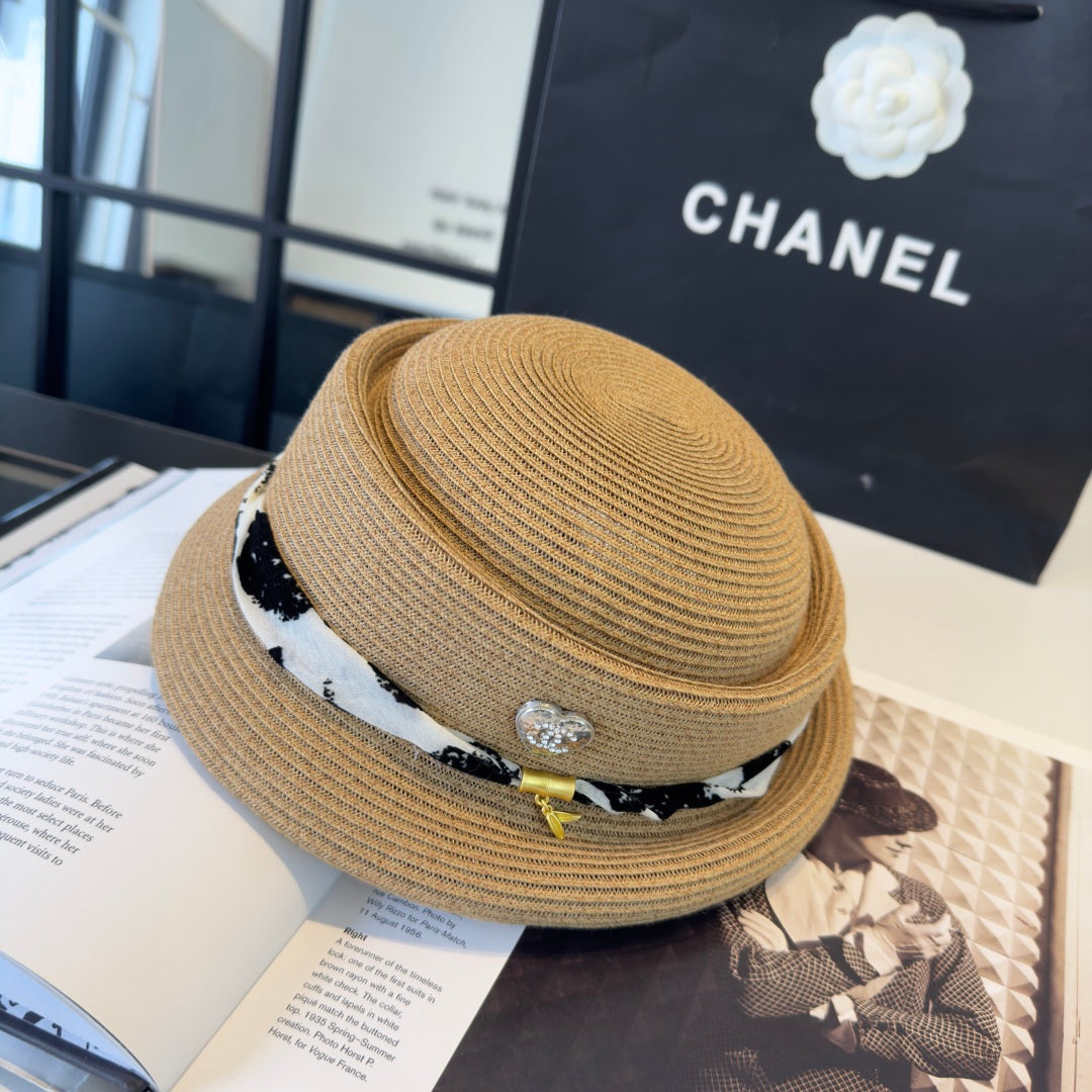 CHANEL 26S BOATER STRAW HAT 338053