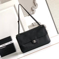 CHANEL 26S SOUPLISSIMO MAXI FLAP MEDIUM 32 IN BLACK GRAINED CALFSKIN SILVER HARDWARE