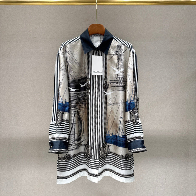 MAXMARA 26S SILK SHIRT & WIDE-LEG PANTS SET 250