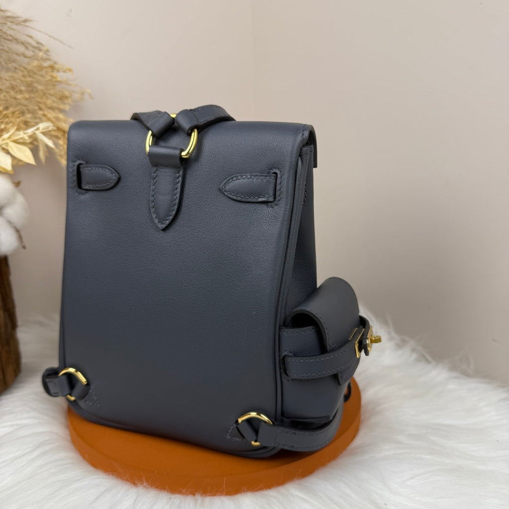 HM 25S KELLY JUMP 17 CM IN DARK SLATE BLUE-GRAY SWIFT WITH GOLD HARDWARE