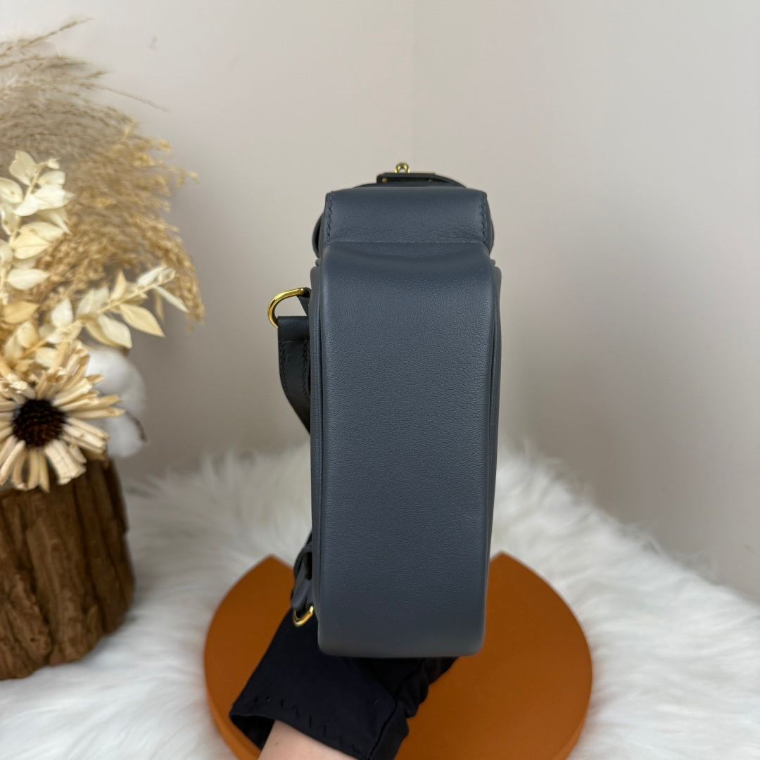 HM 25S KELLY JUMP 17 CM IN DARK SLATE BLUE-GRAY SWIFT WITH GOLD HARDWARE