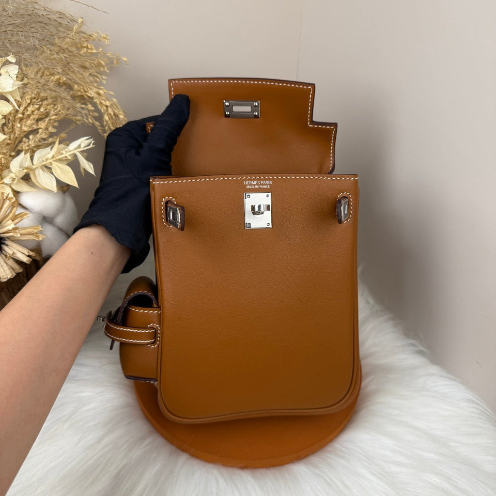HM 25S KELLY JUMP 17 CM IN CARAMEL BROWN SWIFT WITH SILVER HARDWARE