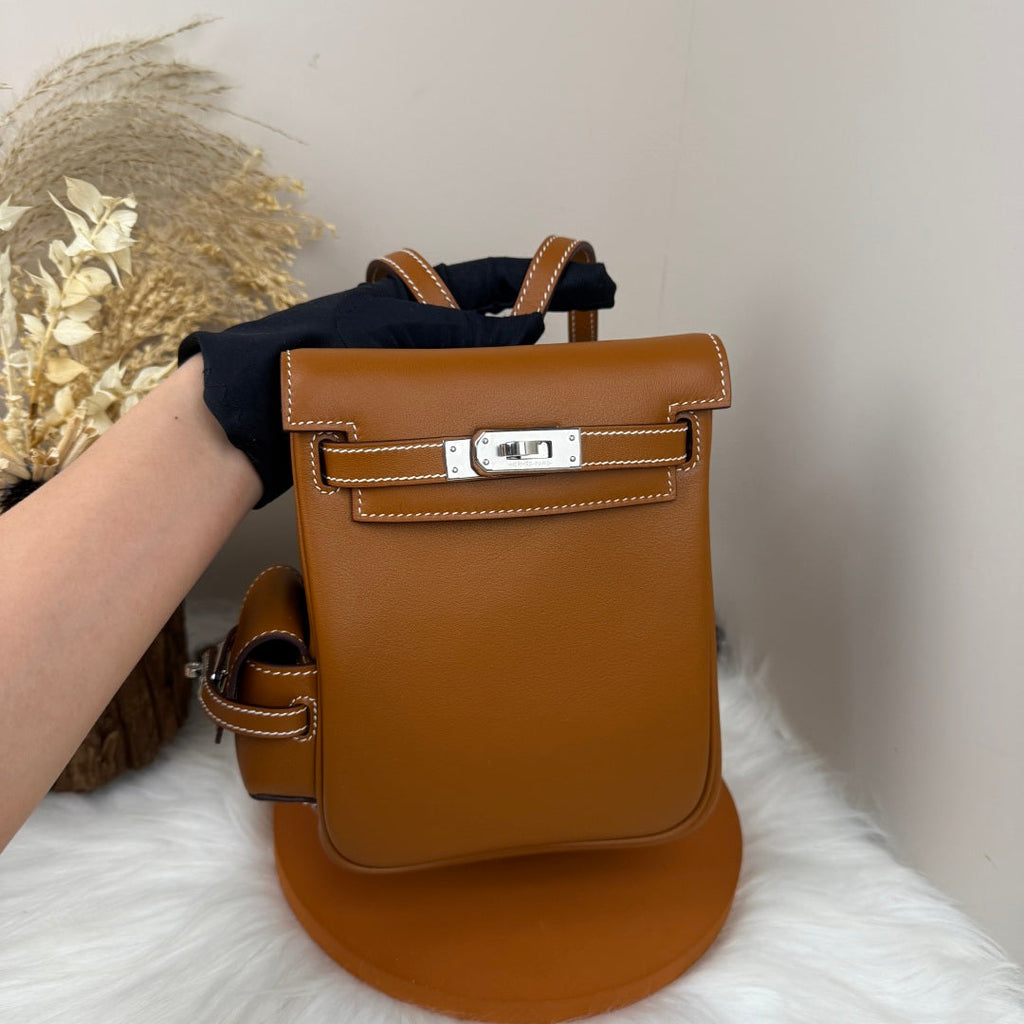 HM 25S KELLY JUMP 17 CM IN CARAMEL BROWN SWIFT WITH SILVER HARDWARE