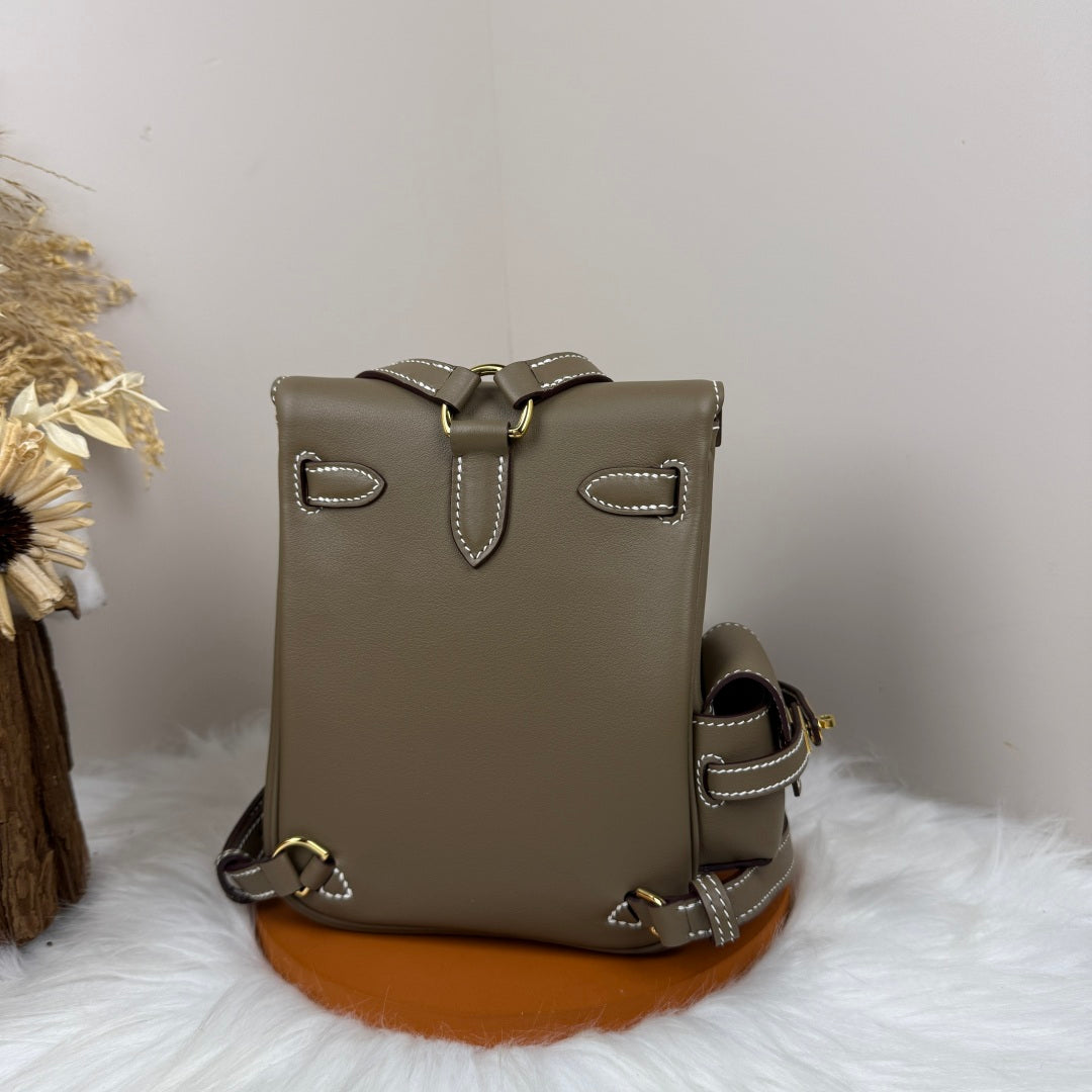 HM 25S KELLY JUMP 17 CM IN MUSHROOM BROWN SWIFT WITH GOLD HARDWARE