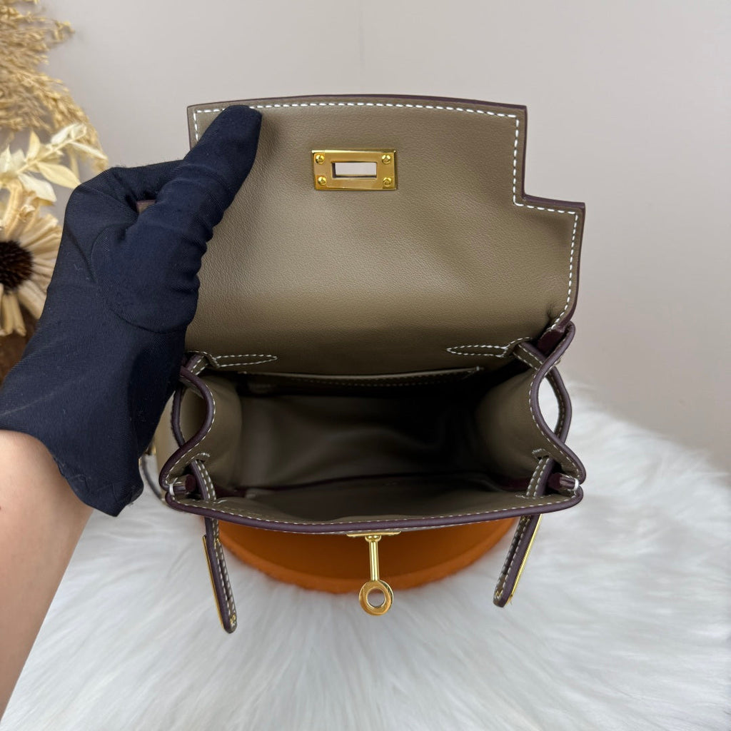 HM 25S KELLY JUMP 17 CM IN MUSHROOM BROWN SWIFT WITH GOLD HARDWARE